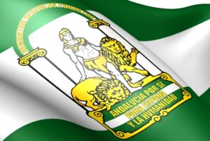 Escudo bandera Andalucía: 'Andalucía por sí, para España y la Humanidad'